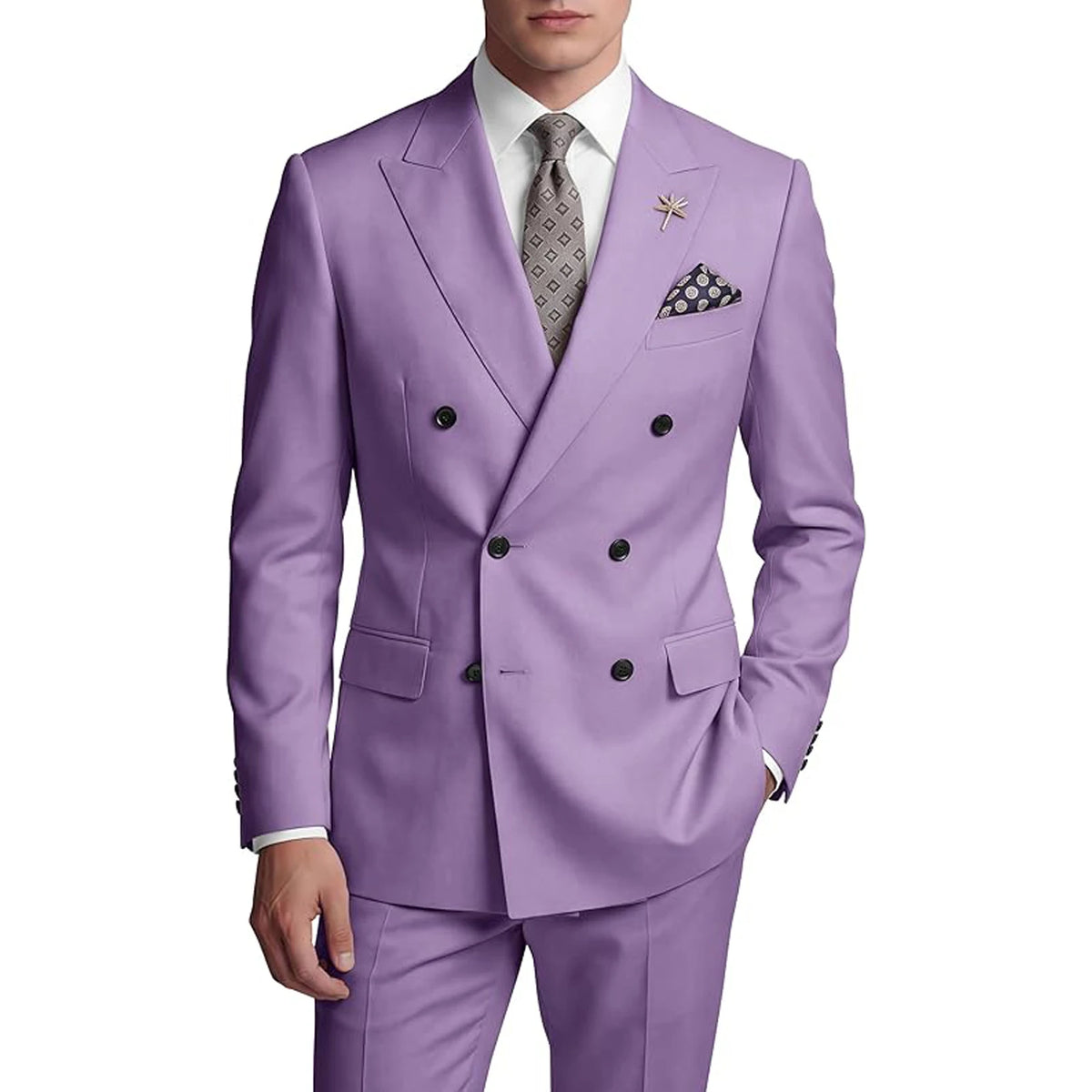 Costume homme 2 pièces croisé à boutons dorés – CLEVI Paris