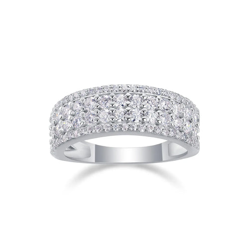 Bague Double Rang Moissanite Pavé Argent 925 – CLEVI Paris