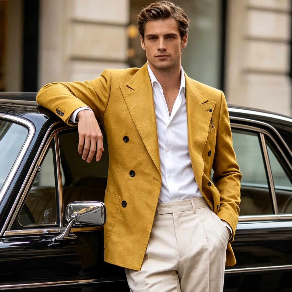 Blazer croisé lin et coton homme – CLEVI Paris