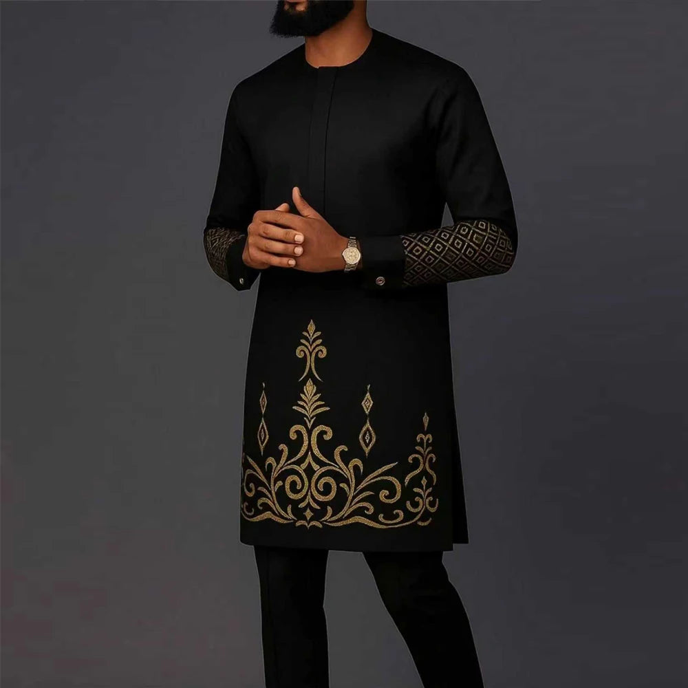 Ensemble 2 Pièces Homme Style Africain Broderie Tuxedo – CLEVI Paris