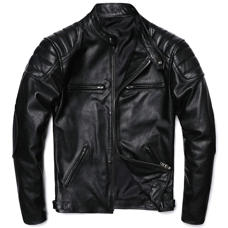 Veste biker homme en cuir de vache – CLEVI Paris