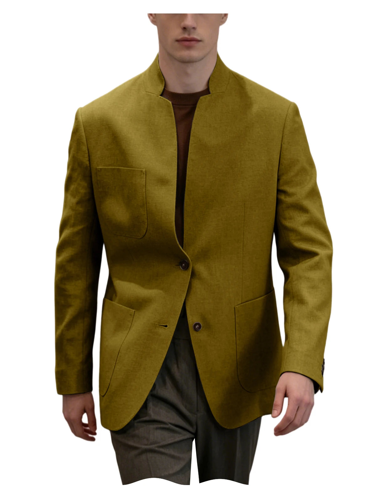 Blazer homme en lin – Col montant – CLEVI Paris