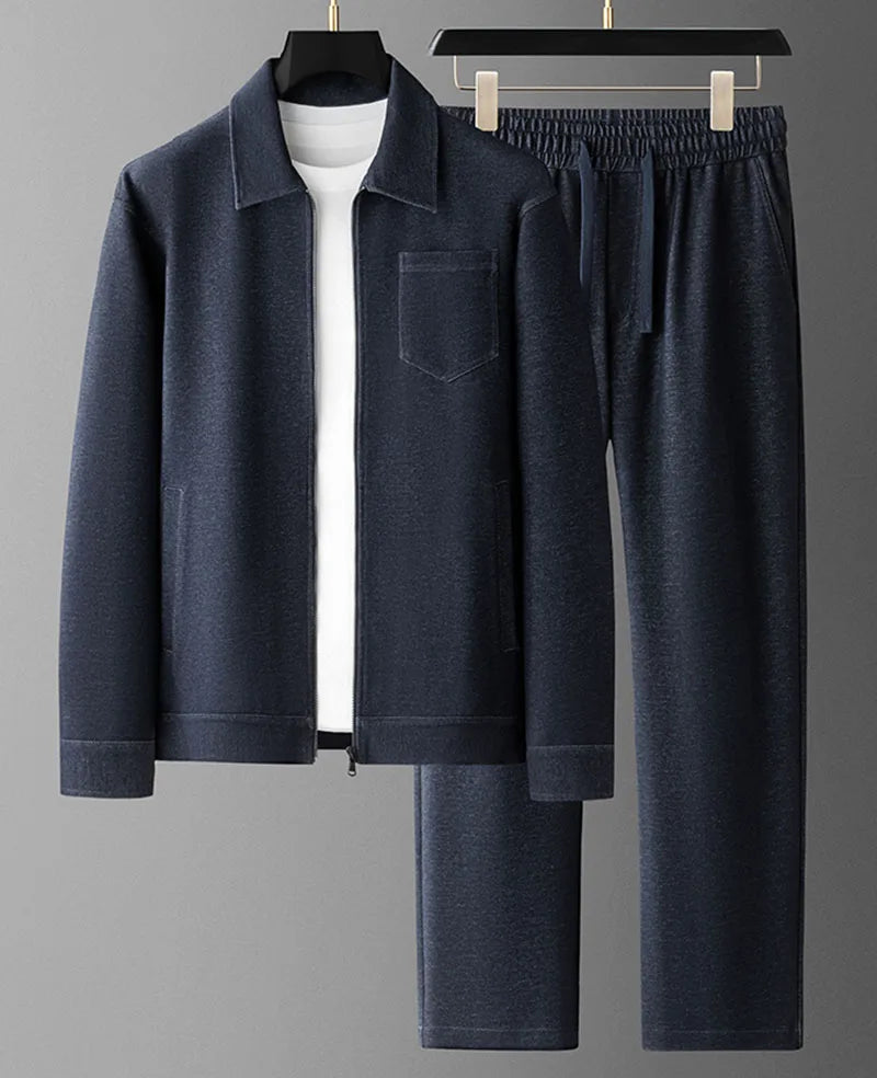 Ensemble homme denim veste zippée et pantalon – CLEVI Paris