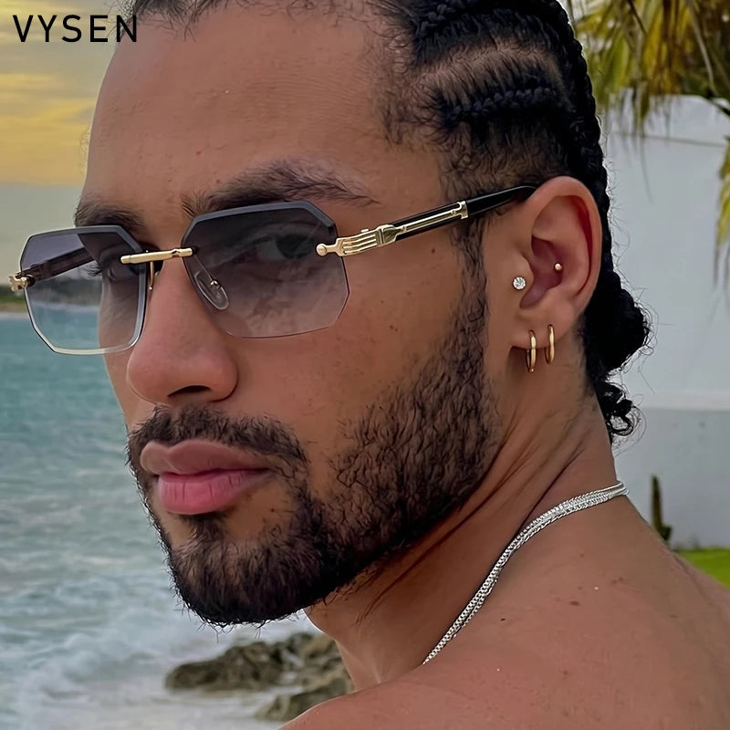Lunettes de Soleil Rimless Polygone Punk Vintage Homme – CLEVI Paris