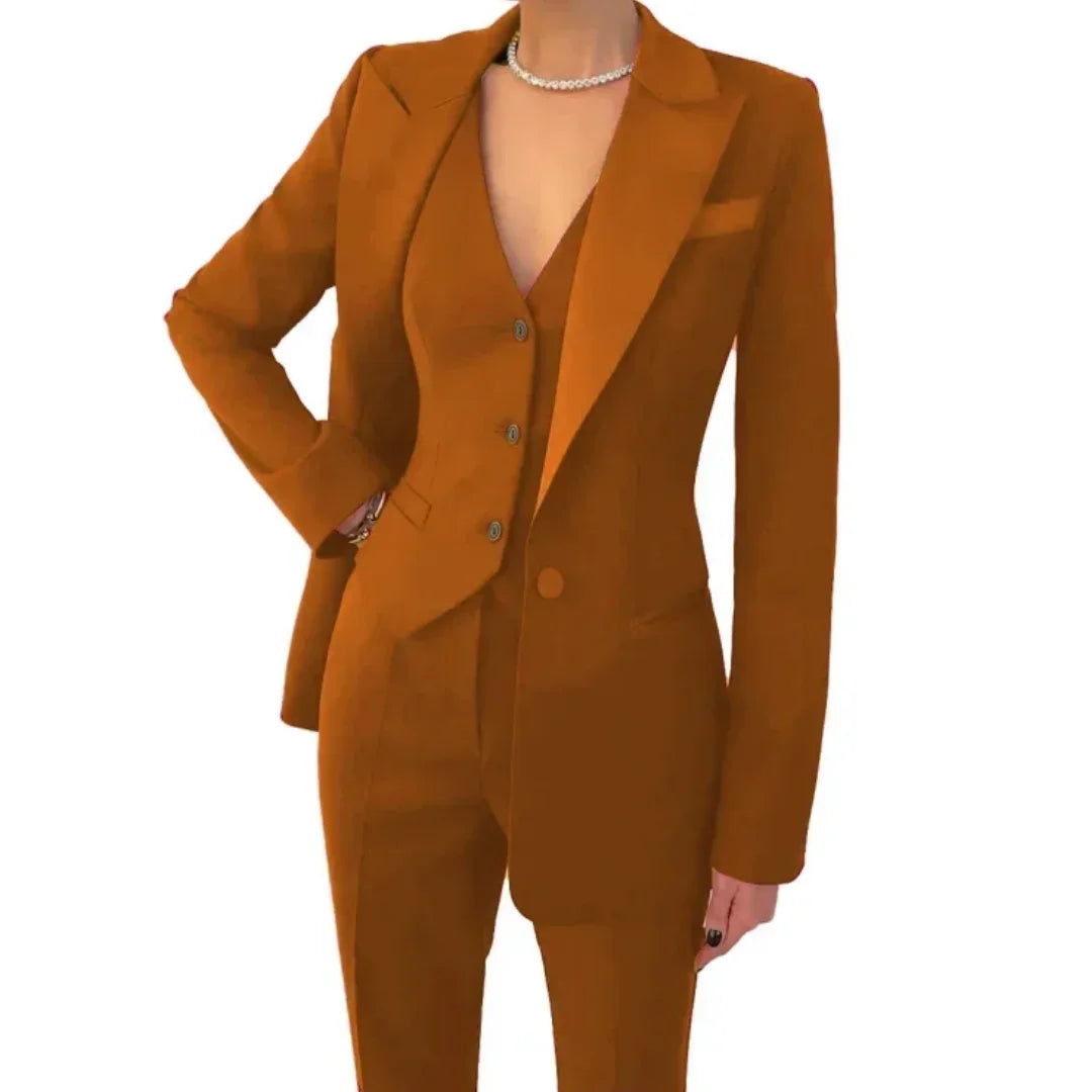 Costume 3 Pièces Femme Veste Gilet Pantalon 17 Coloris Bureau Cérémonie – CLEVI Paris