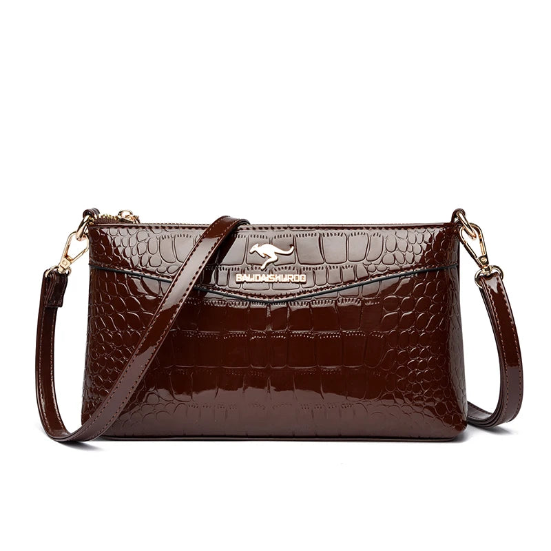 Sac Bandoulière Femme Cuir Verni Motif Croco – CLEVI Paris