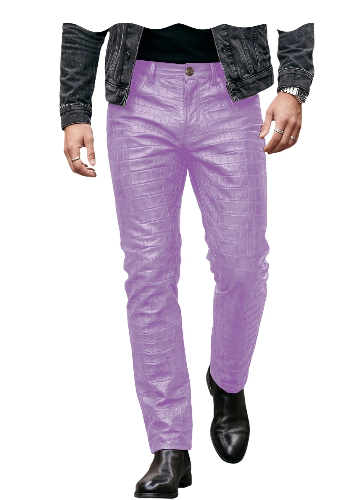 Pantalon effet cuir crocodile homme – CLEVI Paris