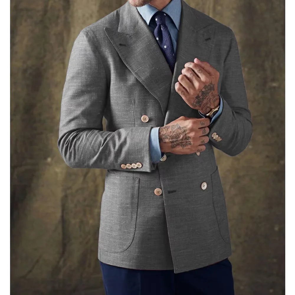 Blazer croisé lin et coton homme – CLEVI Paris