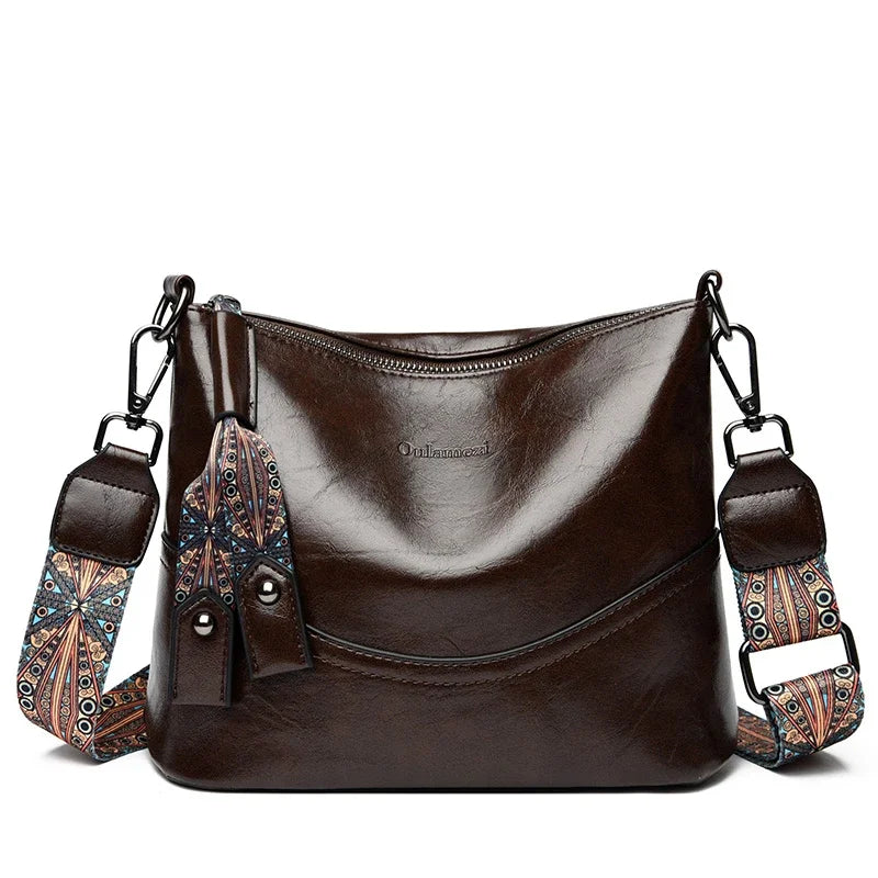 Sac Bandoulière Cuir Ciré Vintage Double Bretelles – CLEVI Paris