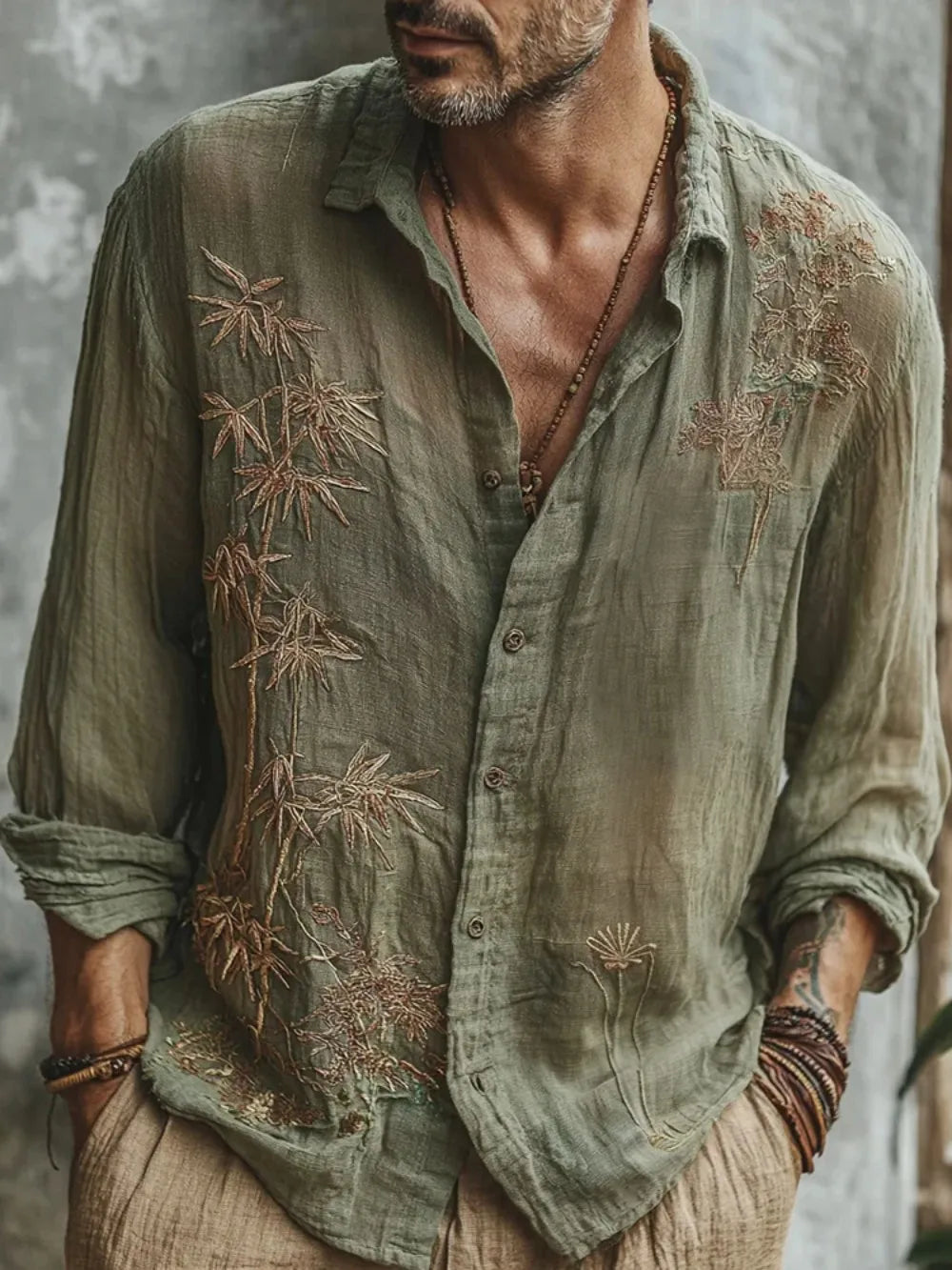 Chemise homme en lin imprimée – CLEVI Paris