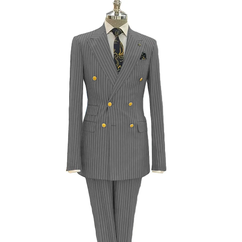 Costume homme rayé double boutonnage – CLEVI Paris