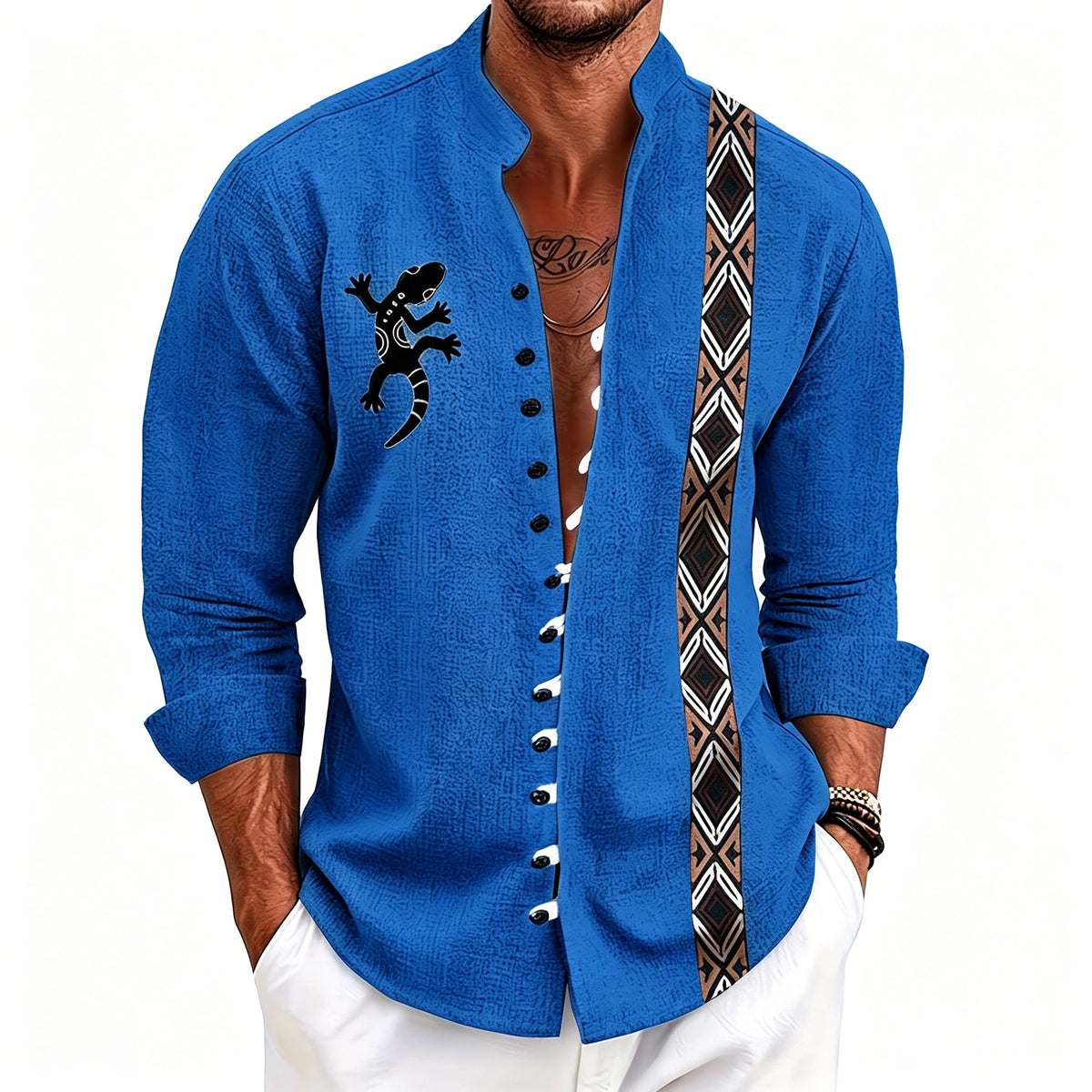 Chemise homme géométrique à rayures – CLEVI Paris
