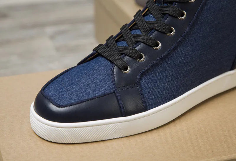 Sneakers Montantes Denim Multicolore Style Basket Homme – CLEVI Paris