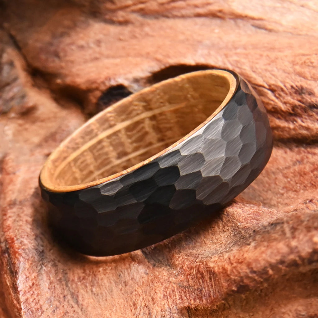 Bague Homme en Tungstène et Bois Noir 8 mm – CLEVI Paris