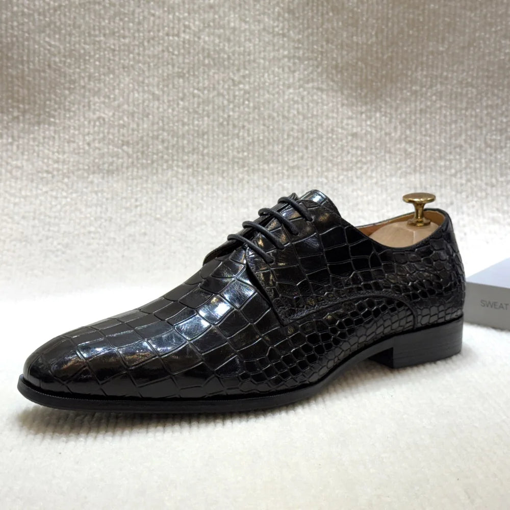 Derby Oxford Cuir Crocodile Homme Fait Main Lacets Bureau & Mariage – CLEVI Paris