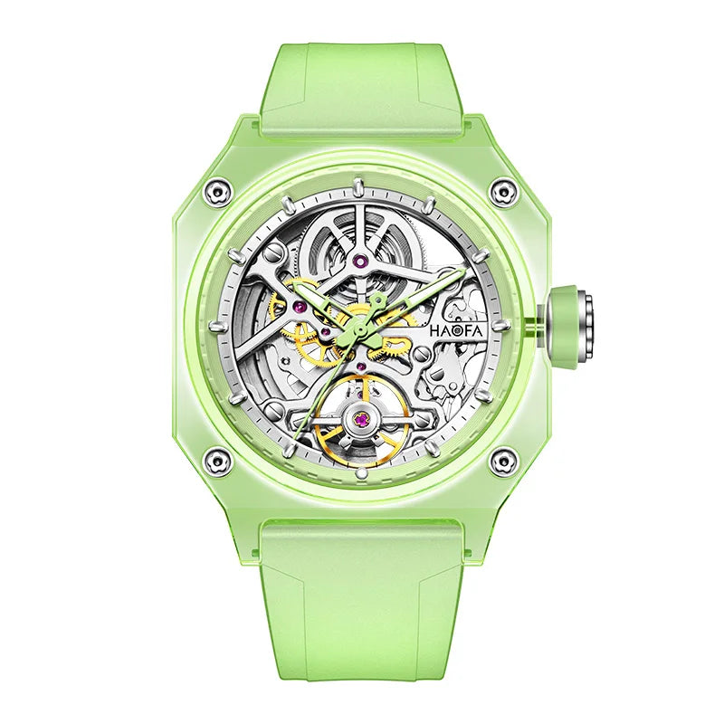 Montre Homme Automatique Squelette Boîtier Cristal Transparent Double Face Lumineux Haofa 2208 – CLEVI Paris
