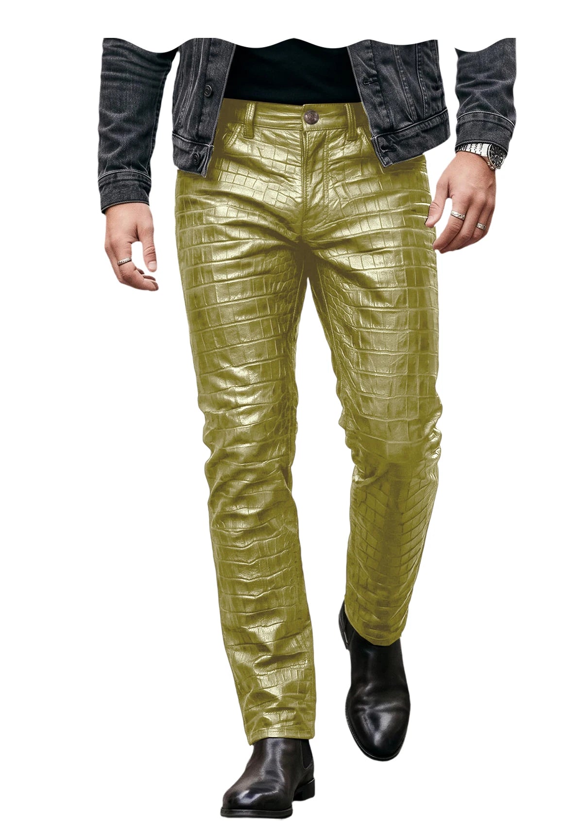 Pantalon effet cuir crocodile homme – CLEVI Paris