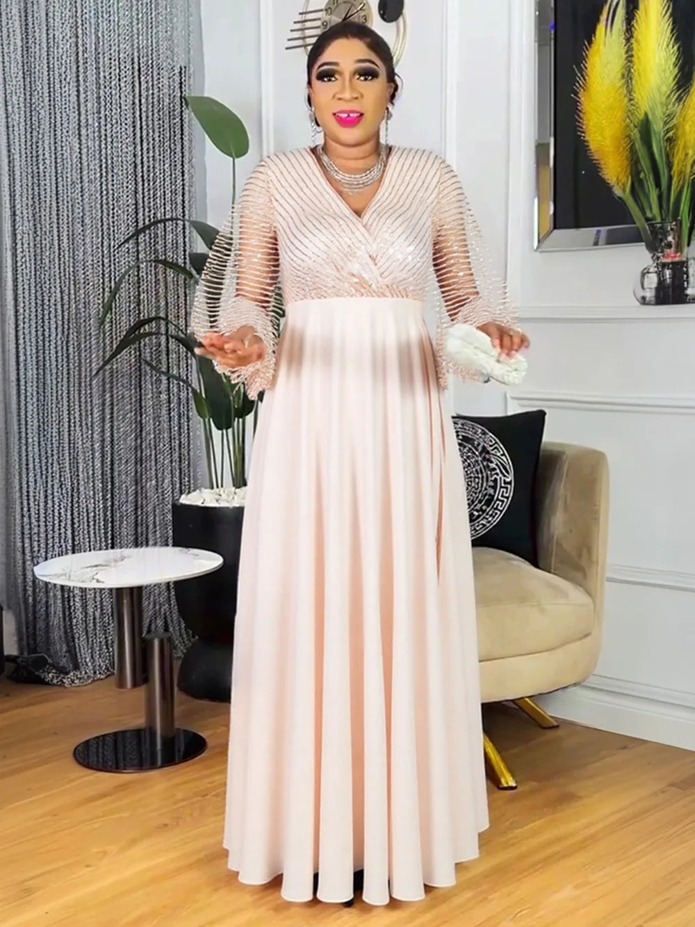 Robe longue africaine de fête – CLEVI Paris