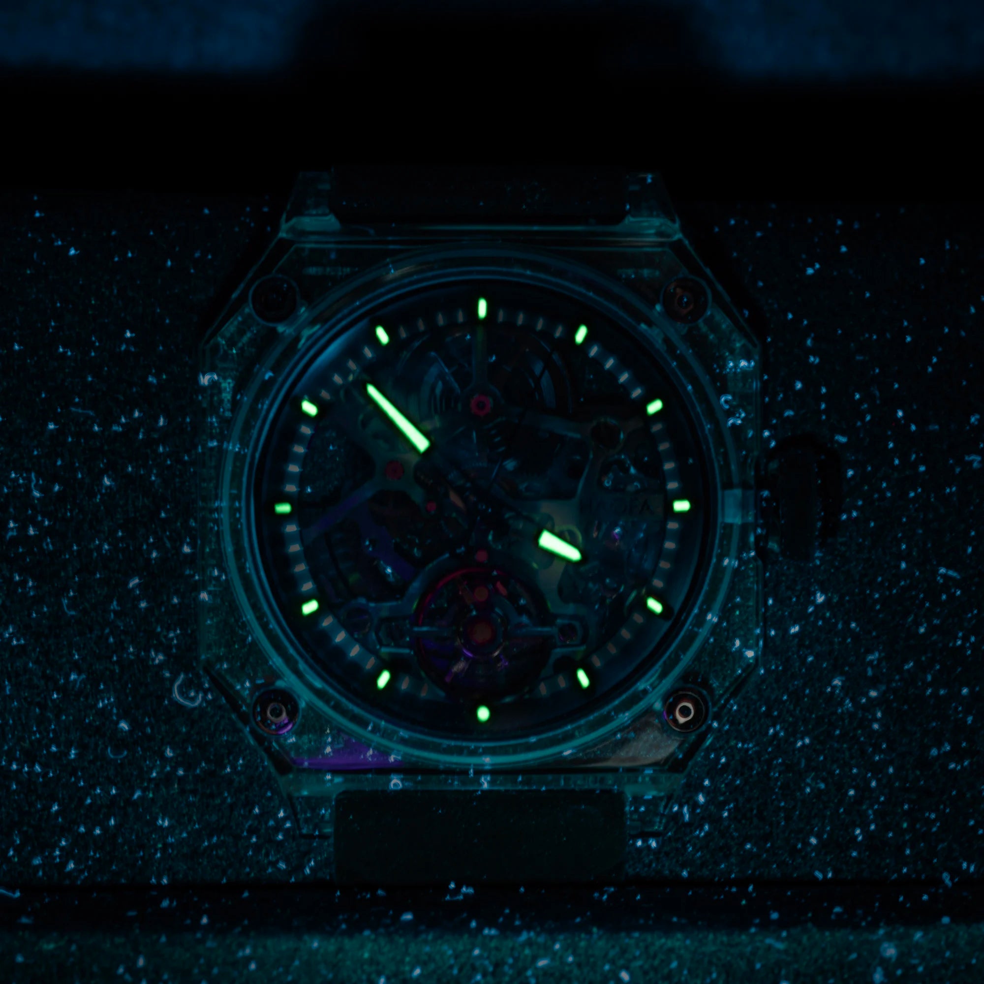 Montre Homme Automatique Squelette Boîtier Cristal Transparent Double Face Lumineux Haofa 2208 – CLEVI Paris