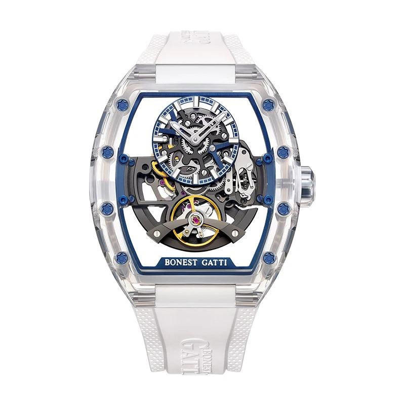 BONEST GATTI BG9960 Montre Homme Automatique Tonneau Cristal K9 Saphir – CLEVI Paris