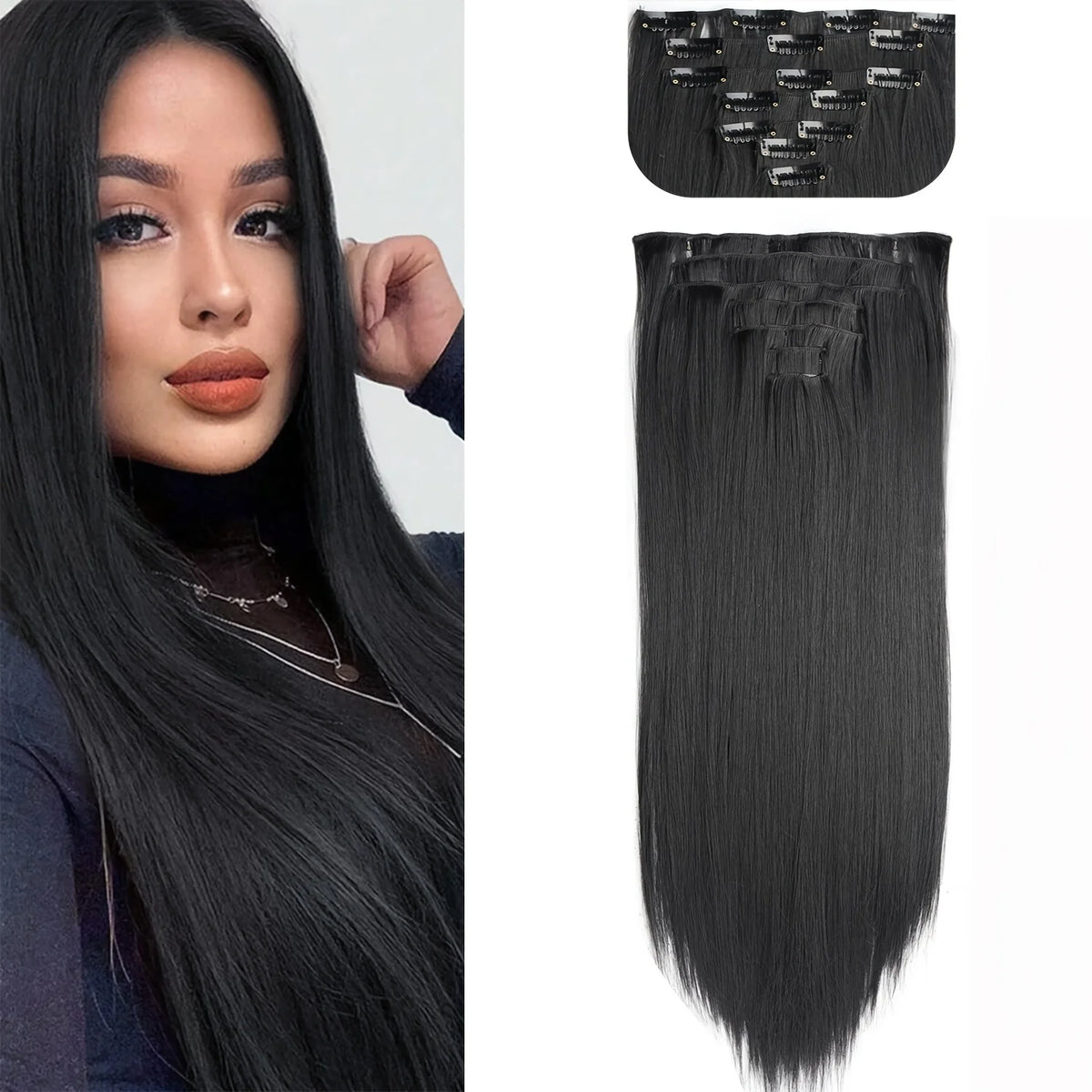 Extensions Cheveux Clips 7 Pcs Synthétique 50 Couleurs – CLEVI Paris
