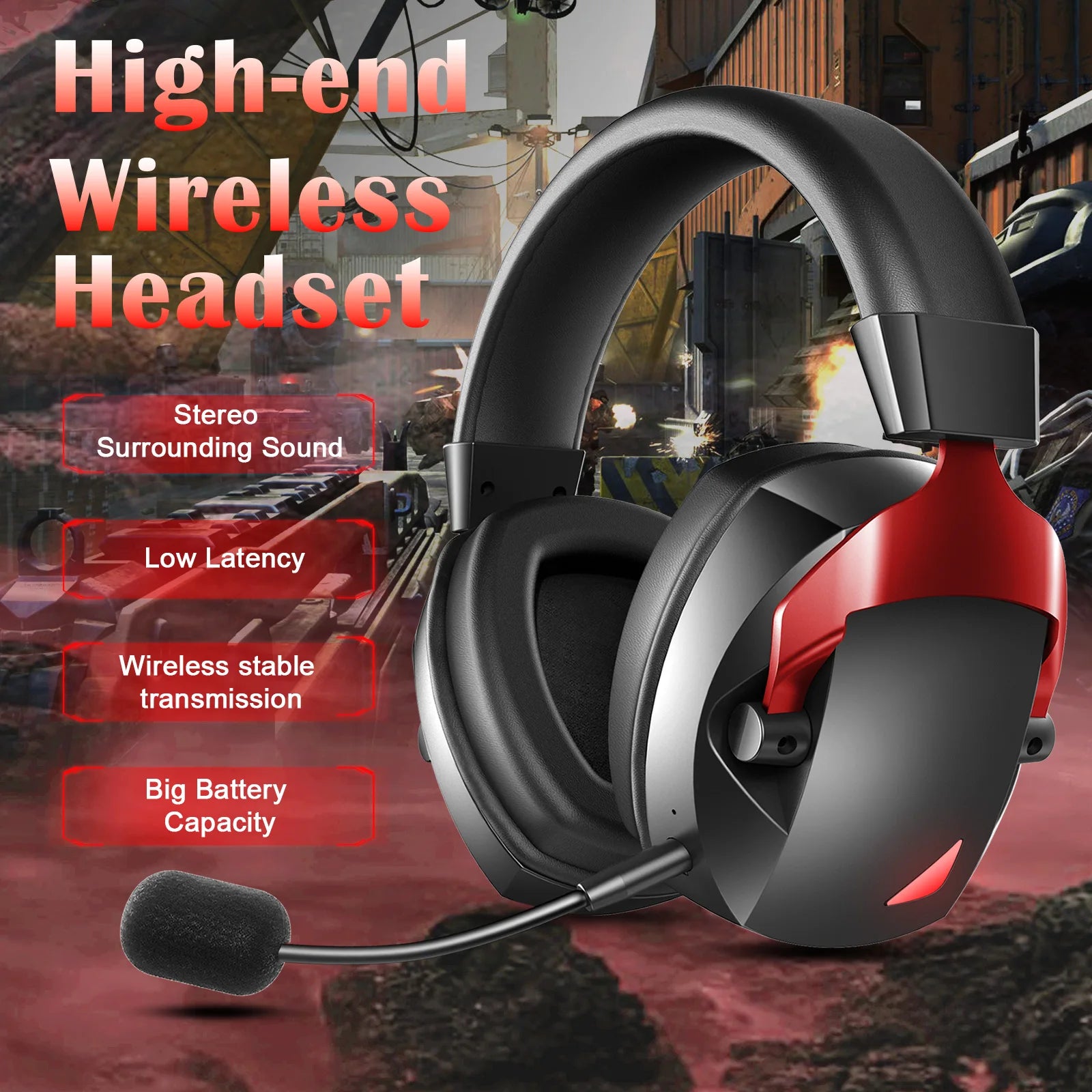 Casque Gaming Acinaci Tri-Mode 2.4G BT 5.3 AUX 50mm Surround 3D LED 36h Micro Détachable – CLEVI Paris