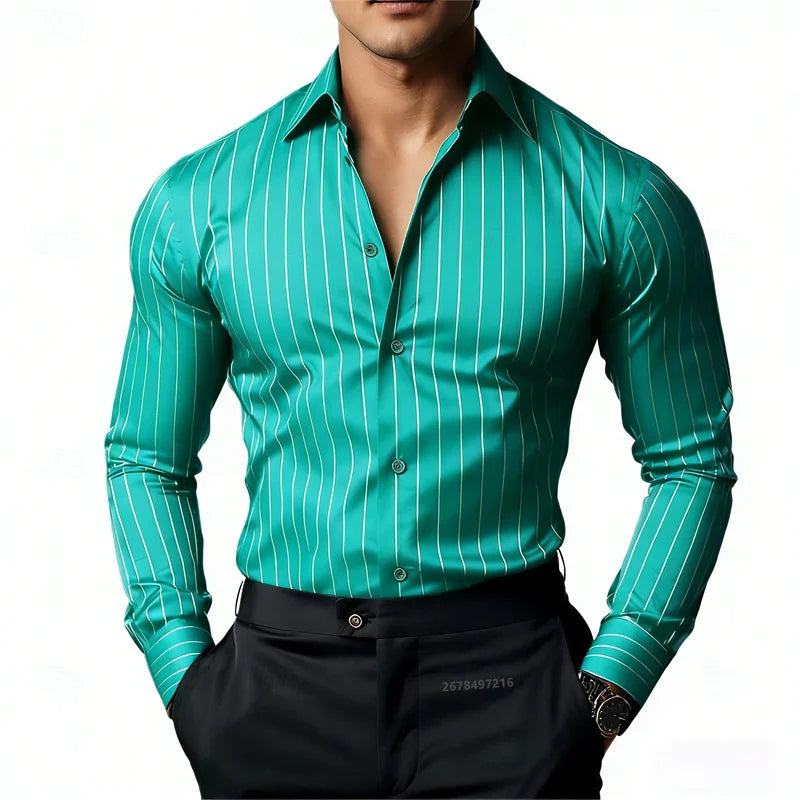 Chemise Homme Rayée à Manches Longues – CLEVI Paris