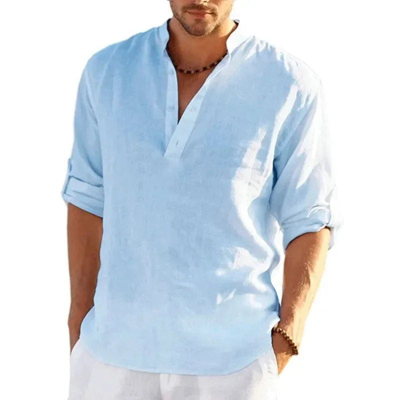 T-shirt homme en coton à manches longues – CLEVI Paris