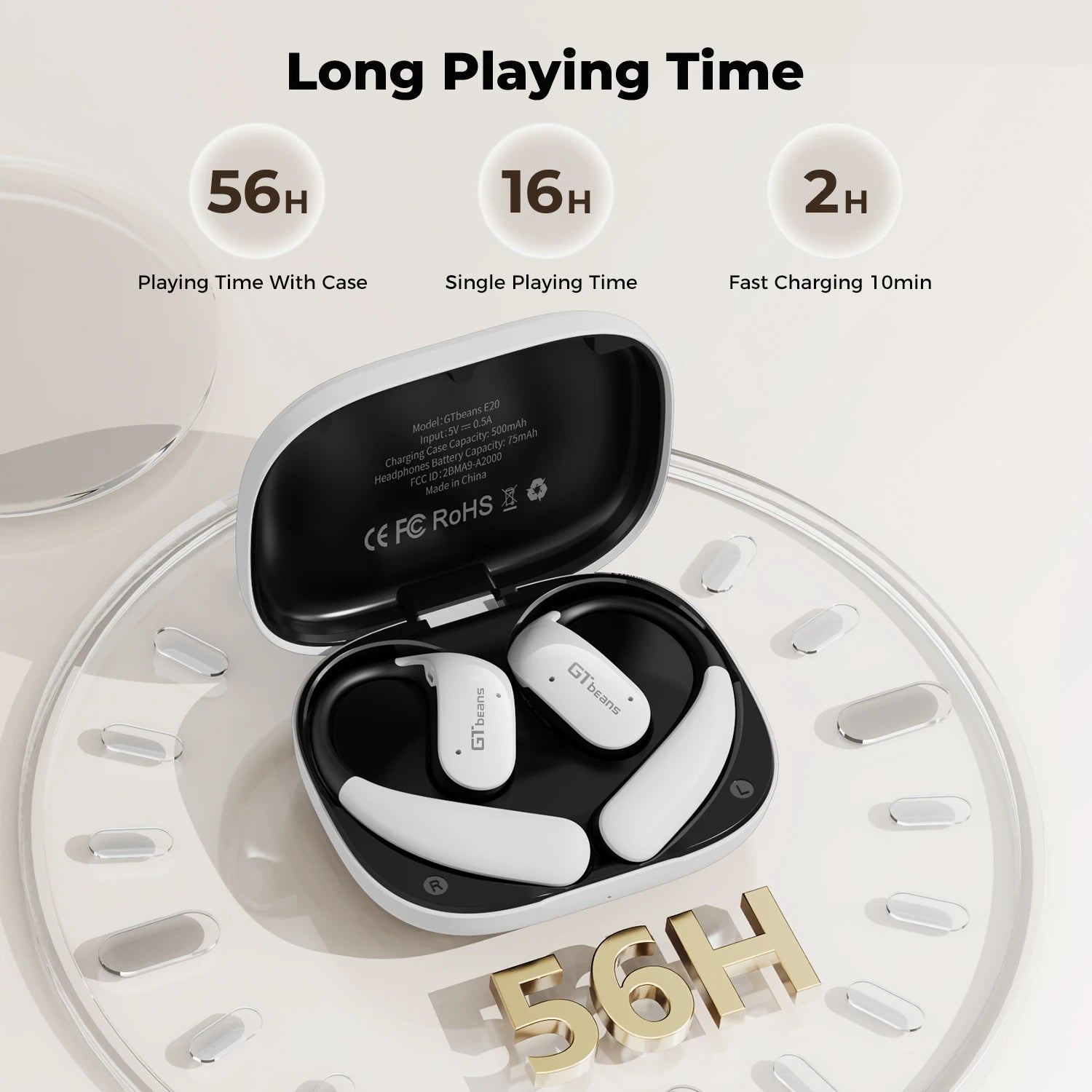 Écouteurs Open-Ear GTbeans OWS BT 6.0 56H IP55 – CLEVI Paris