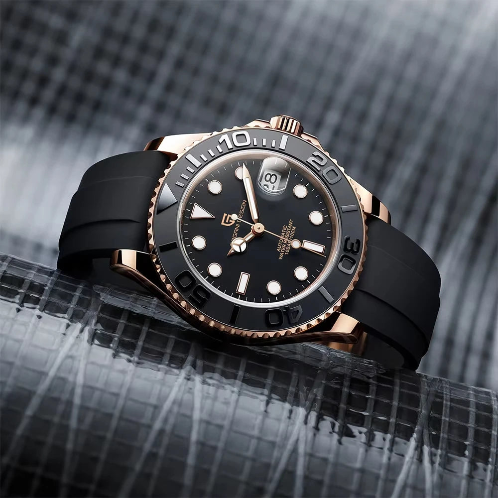 Montre Automatique Homme Pagani Design PD-1651 Or Rose Diver Saphir 100m – CLEVI Paris