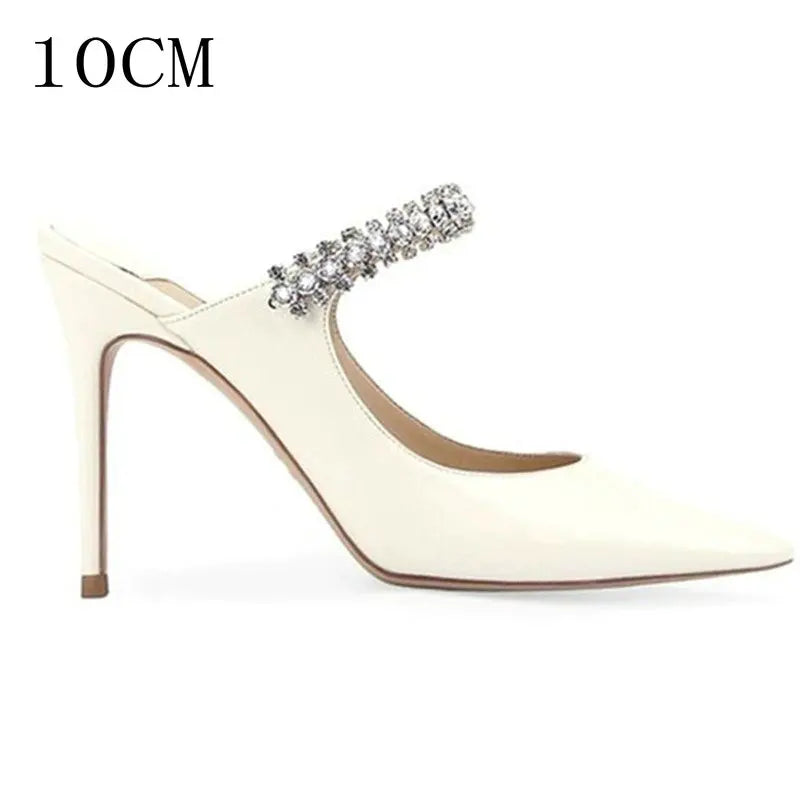 Mules Slingback Talon Aiguille Cristaux Femme – CLEVI Paris