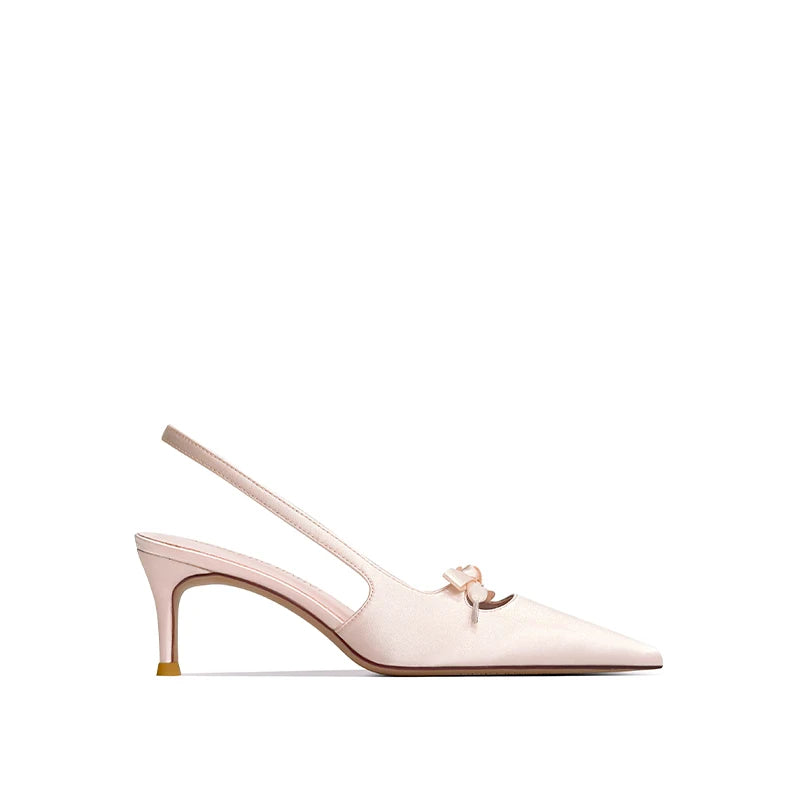Escarpins slingback en soie à nœud – CLEVI Paris