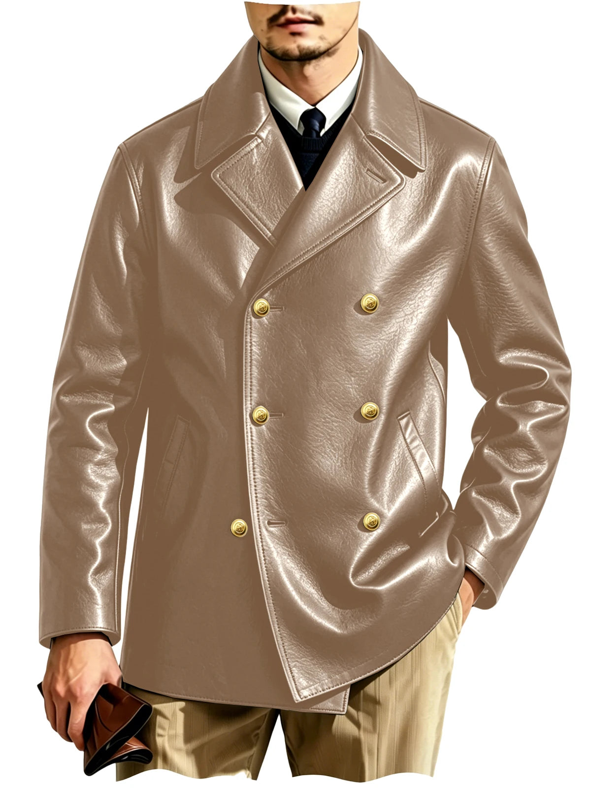 Blazer croisé effet cuir homme – CLEVI Paris