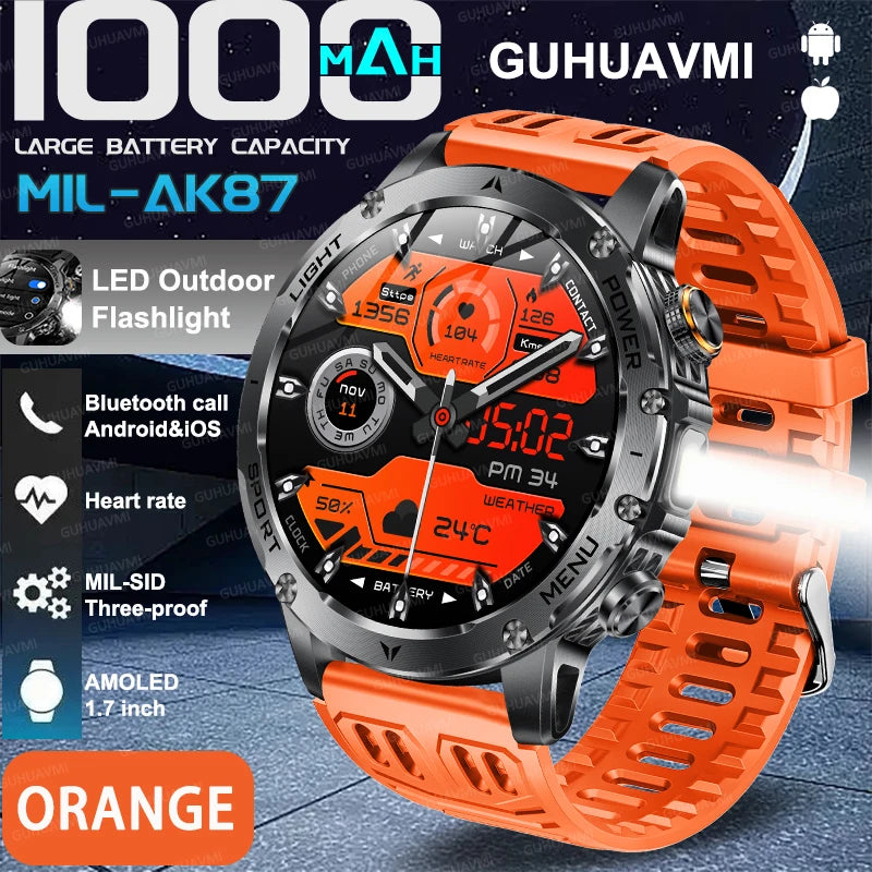 Montre connectée AK87 AMOLED avec lampe LED – CLEVI Paris