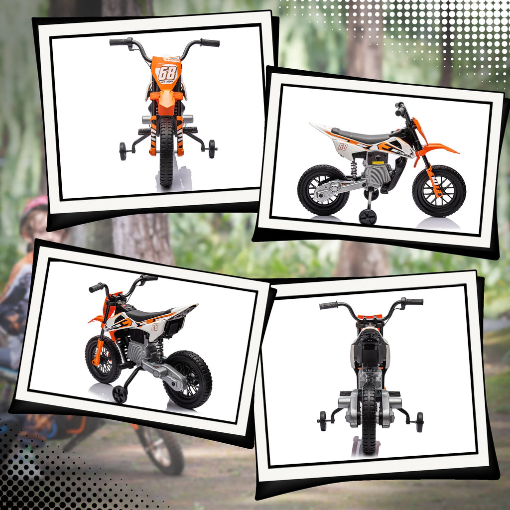 Moto électrique enfant 12 V orange – CLEVI Paris