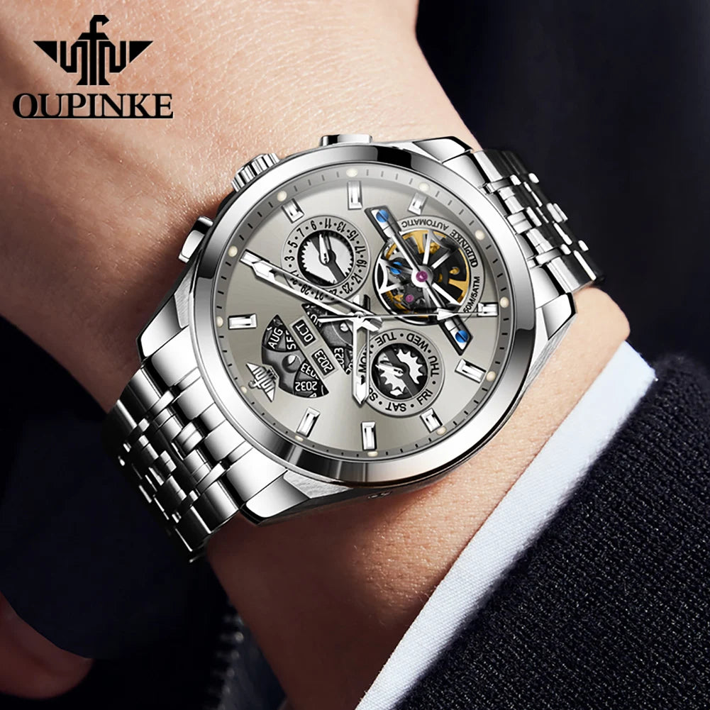 Montre Homme Automatique Squelette Calendrier Oupinke 3251 – CLEVI Paris