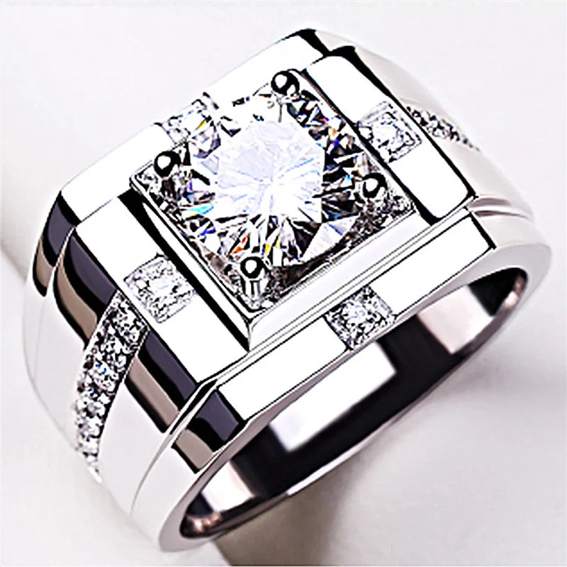 Bague Homme Cristal Rectangulaire Argent 925 – CLEVI Paris