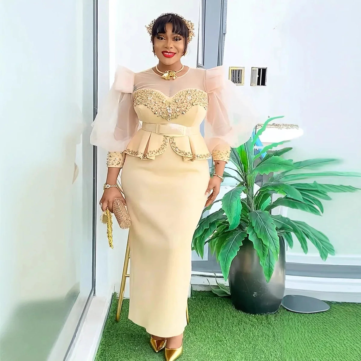 Robe longue africaine de soirée – CLEVI Paris