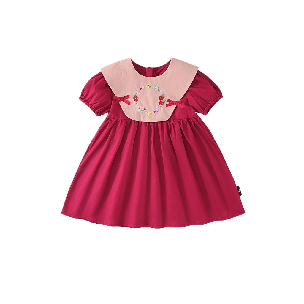 Robe fille brodée à fleurs en coton – CLEVI Paris