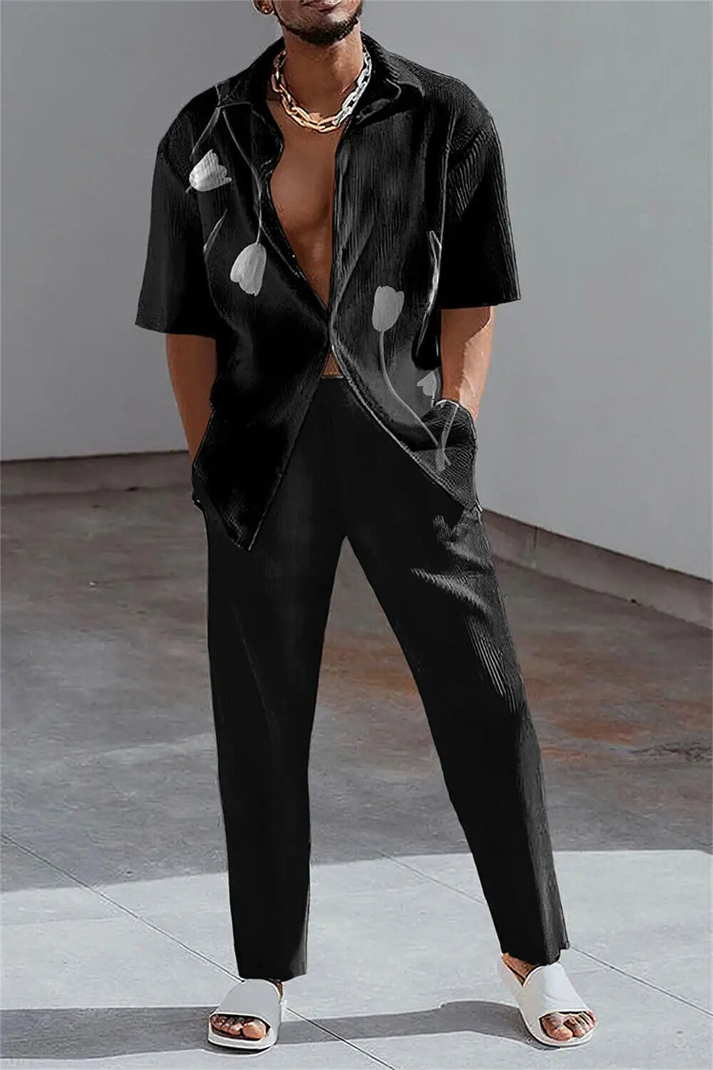 Ensemble 2 Pièces Homme Imprimé 3D Chemise & Pantalon Été – CLEVI Paris