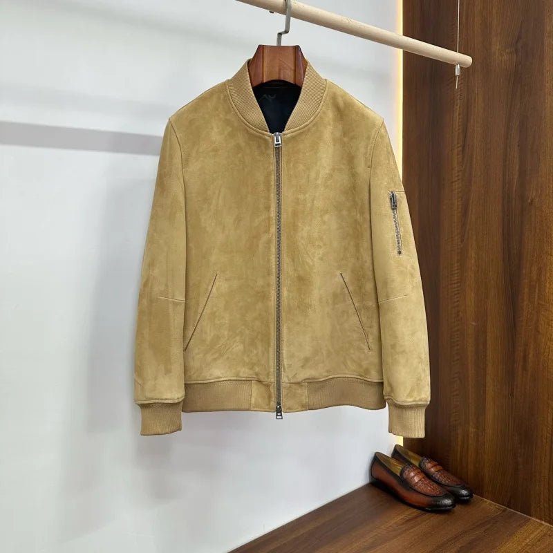 Bomber homme en cuir aspect daim – CLEVI Paris