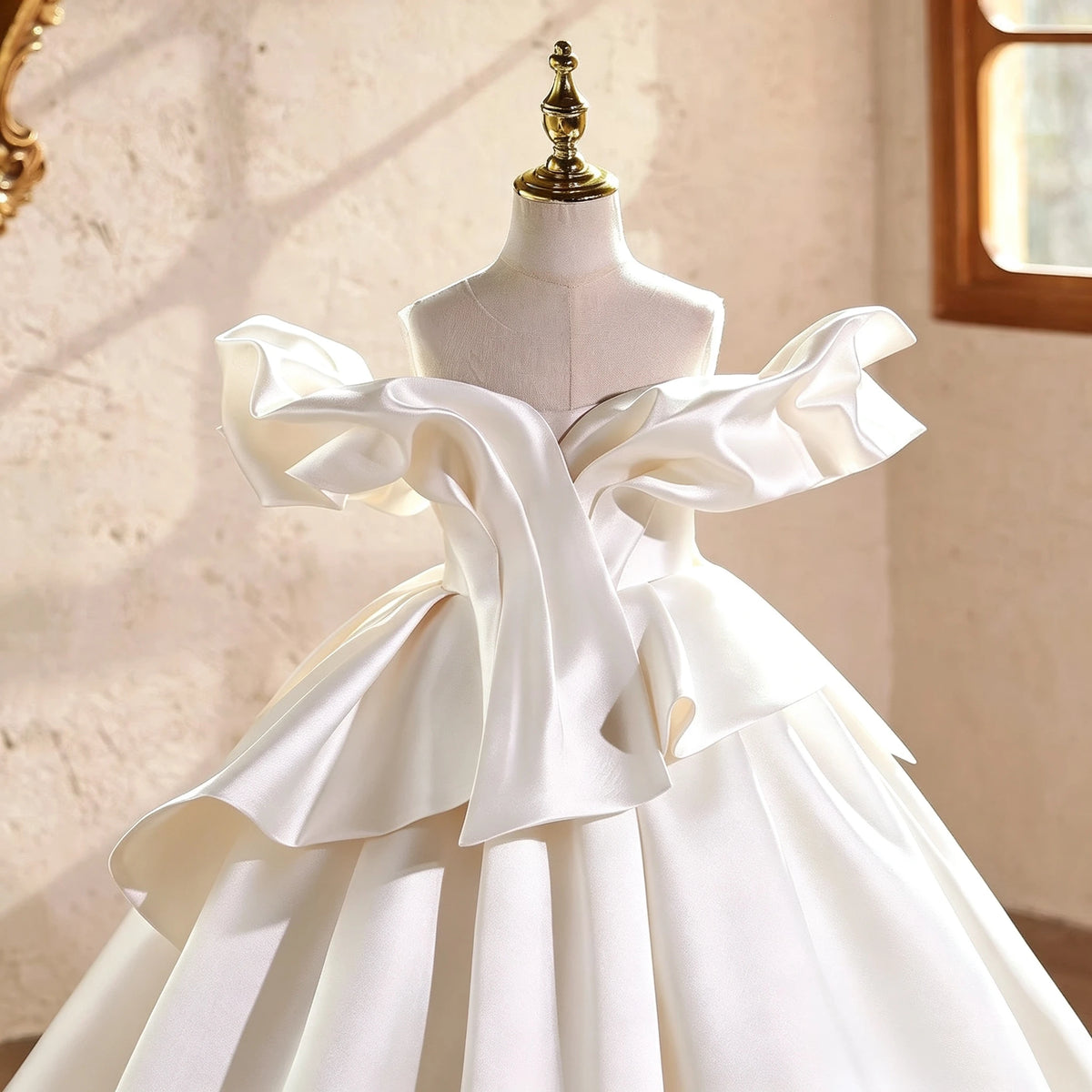 Robe fille en satin drapé ZHJ – CLEVI Paris