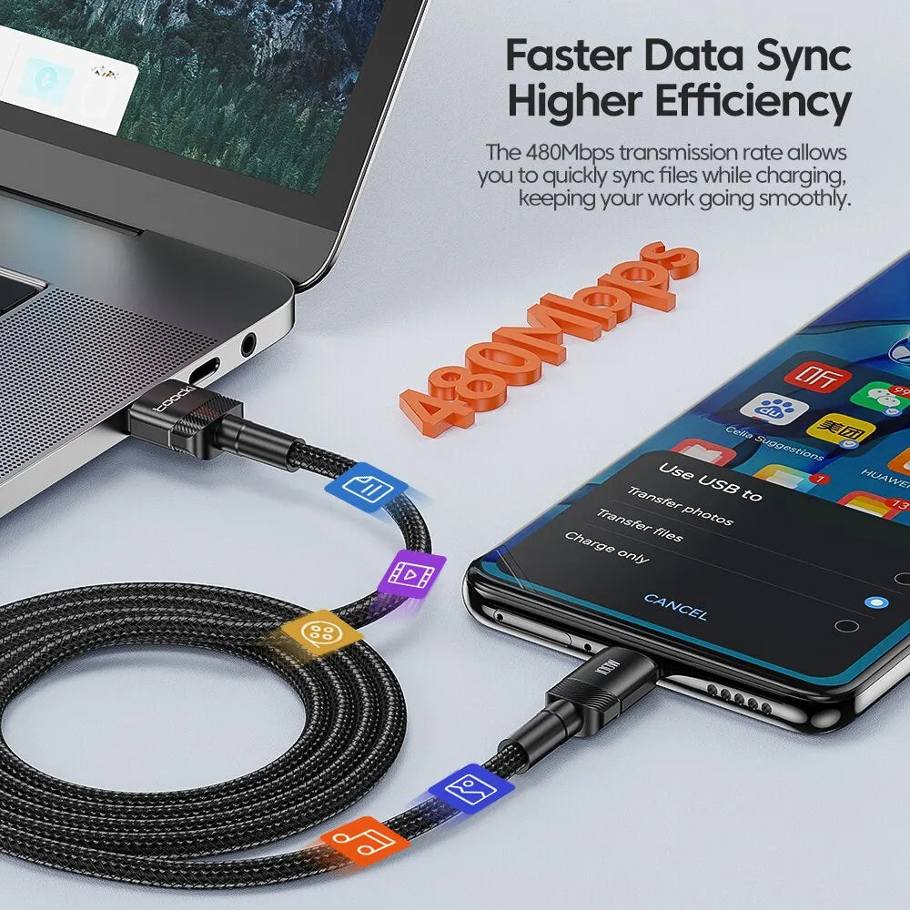 Câble Toocki Charge Rapide USB-C Lightning 60W 100W Tressé – CLEVI Paris