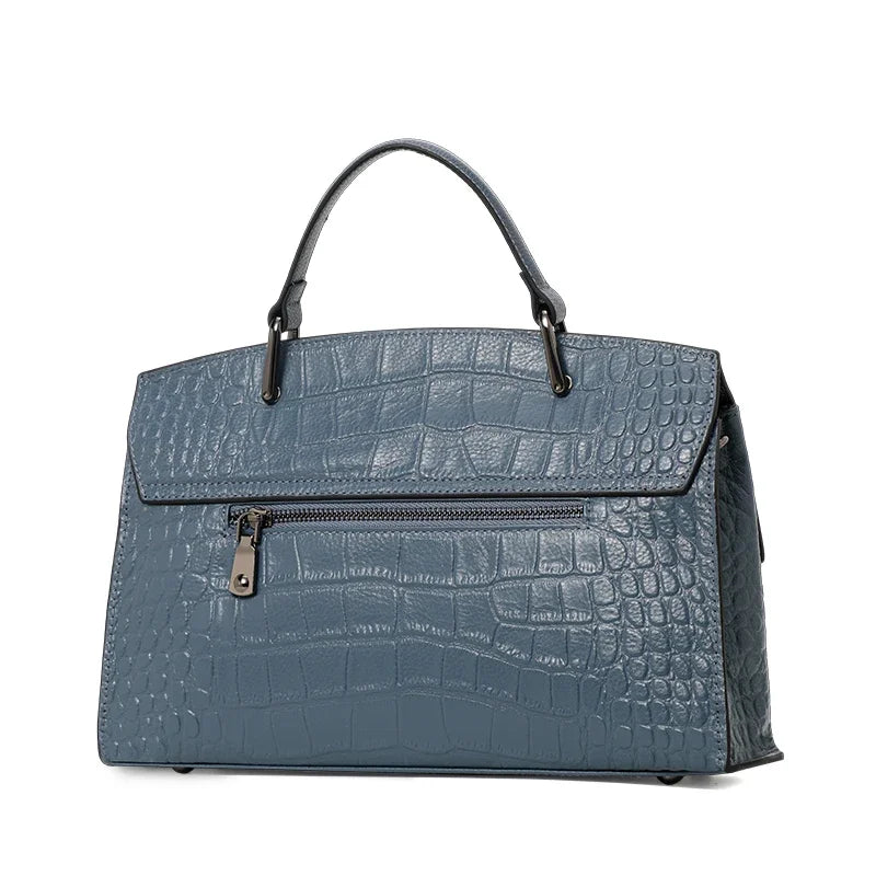 Sac Satchel Femme Cuir Vache Croco Mat Bandoulière – CLEVI Paris