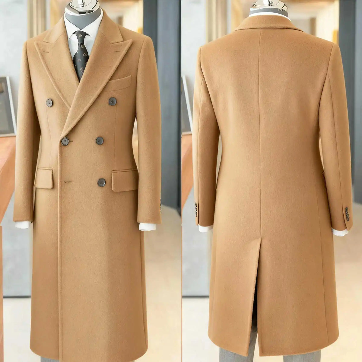 Manteau long homme laine et coton – CLEVI Paris