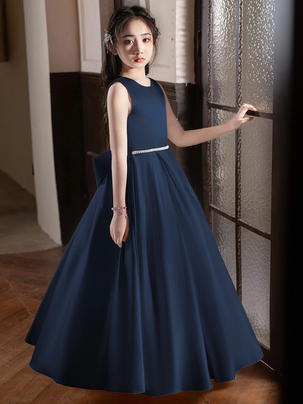 Robe cérémonie fille à grand nœud 5168 – CLEVI Paris