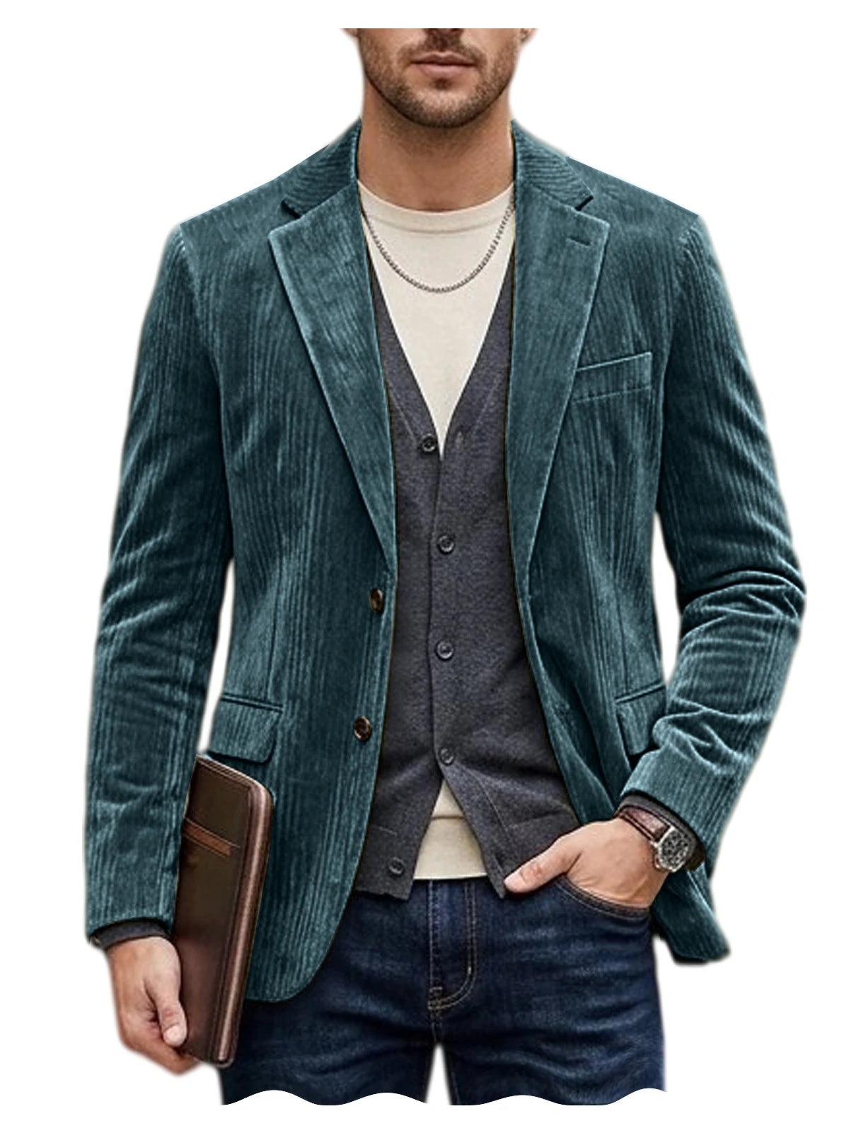 Blazer homme en velours côtelé, coupe ajustée – CLEVI Paris