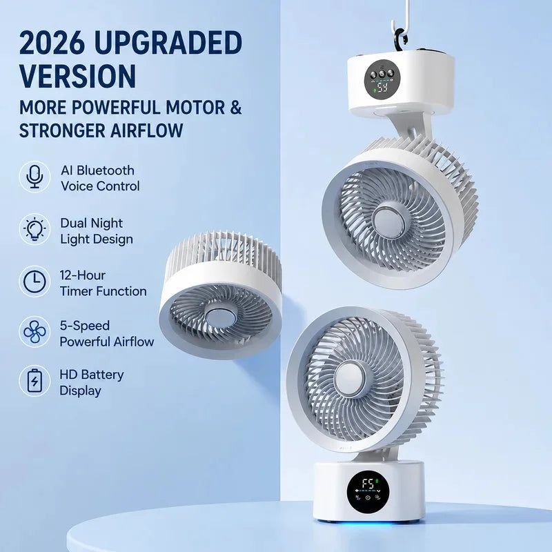 Ventilateur mural pliable rechargeable USB – CLEVI Paris