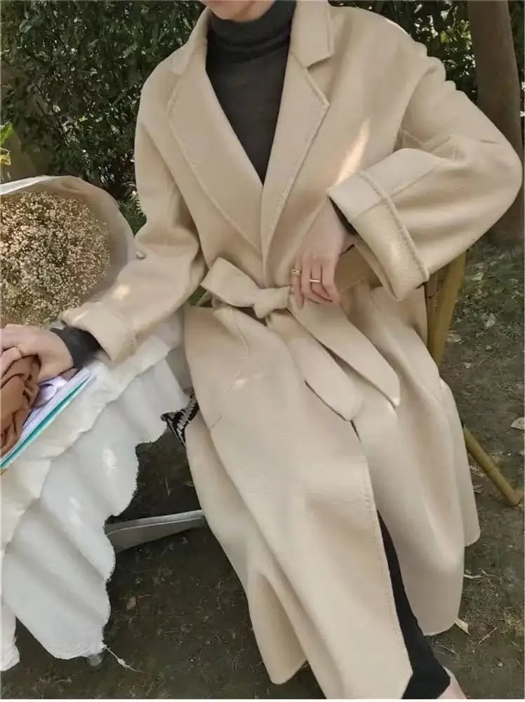 Manteau femme ceinturé laine et cachemire – CLEVI Paris