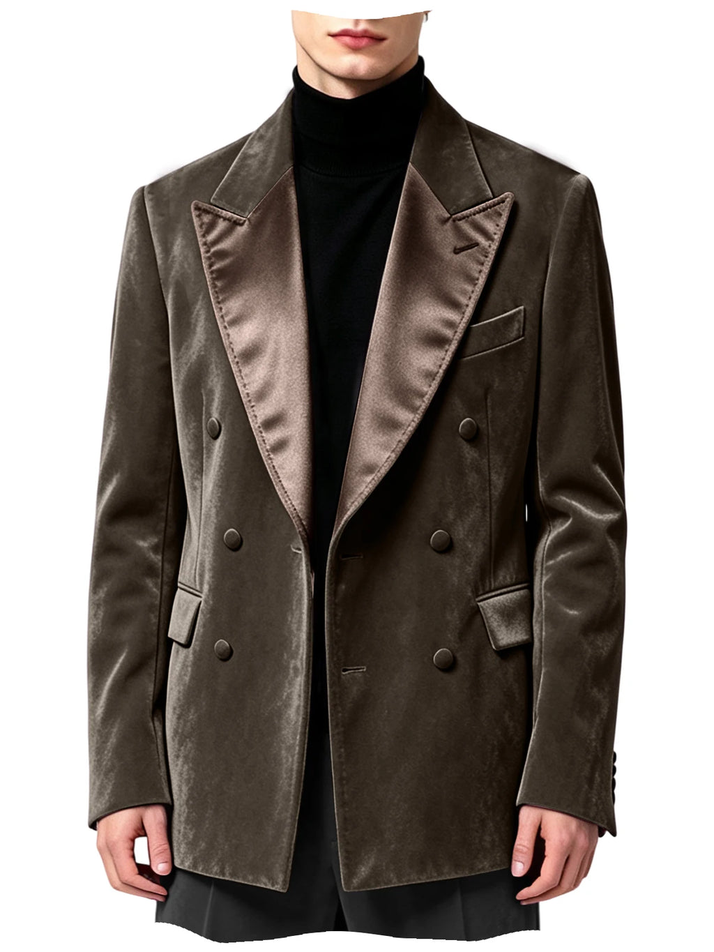 Blazer homme velours croisé à revers satinés – CLEVI Paris